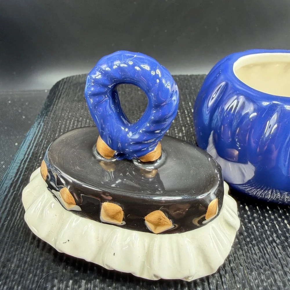 David's Cookies Ceramic‎ Purse Cookie Jar Mini Blue Handbag Lidded Trinket Box